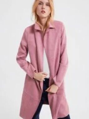 Zara Pink Faux Suede Coat